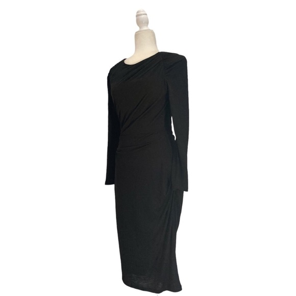 WHISTLES Dress Wool Blend Long Sleeve Draped - Picture 3 of 6